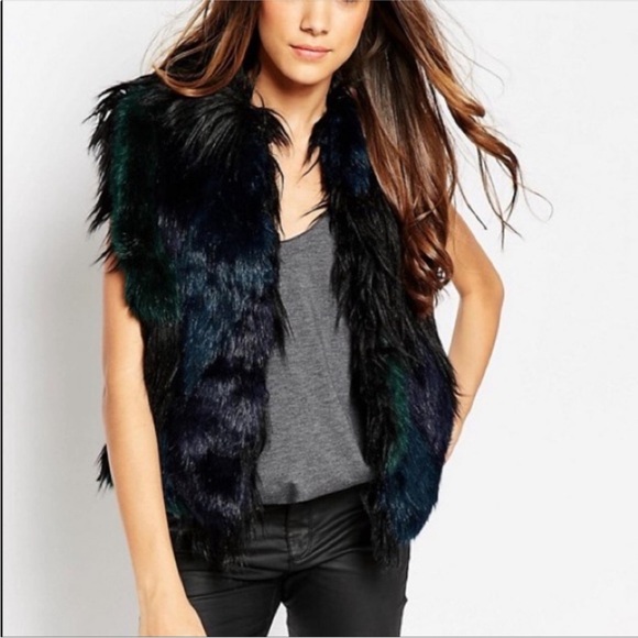 Blank NYC Multicolor Faux Fur Vest Size Large - Picture 1 of 15
